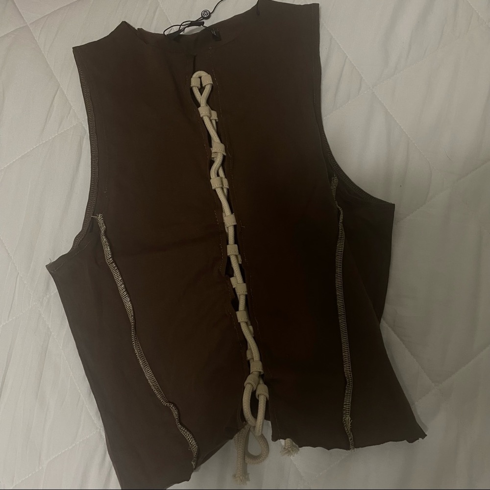 Chocolate Corset Detail Top